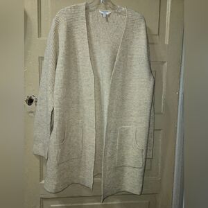 Time & Tru Waffle Knit Oatmeal Two Relaxed Fit Pocket Cardigan NWT Size: XL